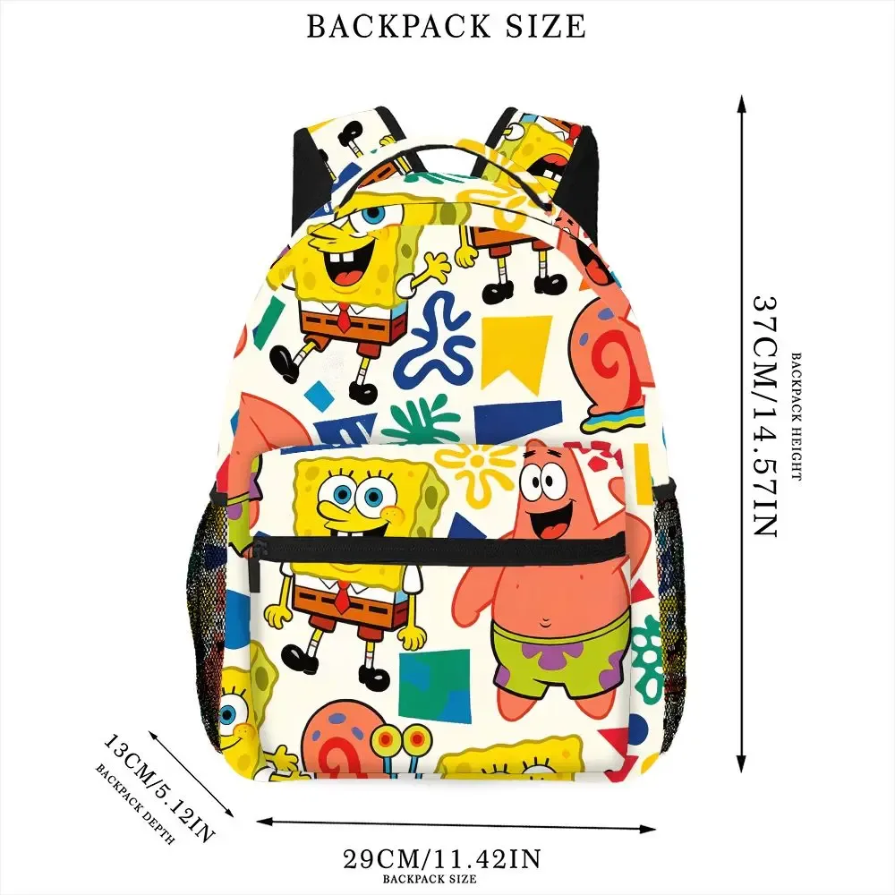sac à dos imprimé de dessins animés bob l'éponge et patrick star, sac d'école décontracté pour les voyages et l'école