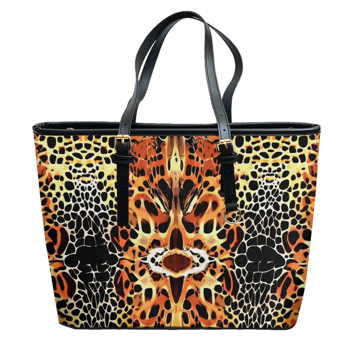 sac à bandoulière en cuir pvc oxford imprimé léopard doré, fourre-tout de voyage léger à fermeture éclair, sac à main de week-end de travail convertible quotidien