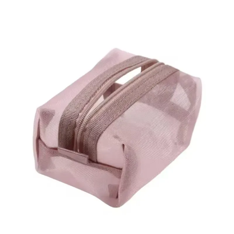 mini sacs cosmétiques en maille de nylon transparente, jolies petites pochettes pour femmes pour rouge à lèvres et maquillage, étui organisateur pour câbles de données, clés et écouteurs.