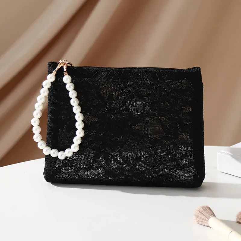sac à cosmétiques en dentelle douce, pochette de toilette de voyage, étui de rangement, trousse de toilette pour accessoires de maquillage, clés de téléphone, porte-monnaie