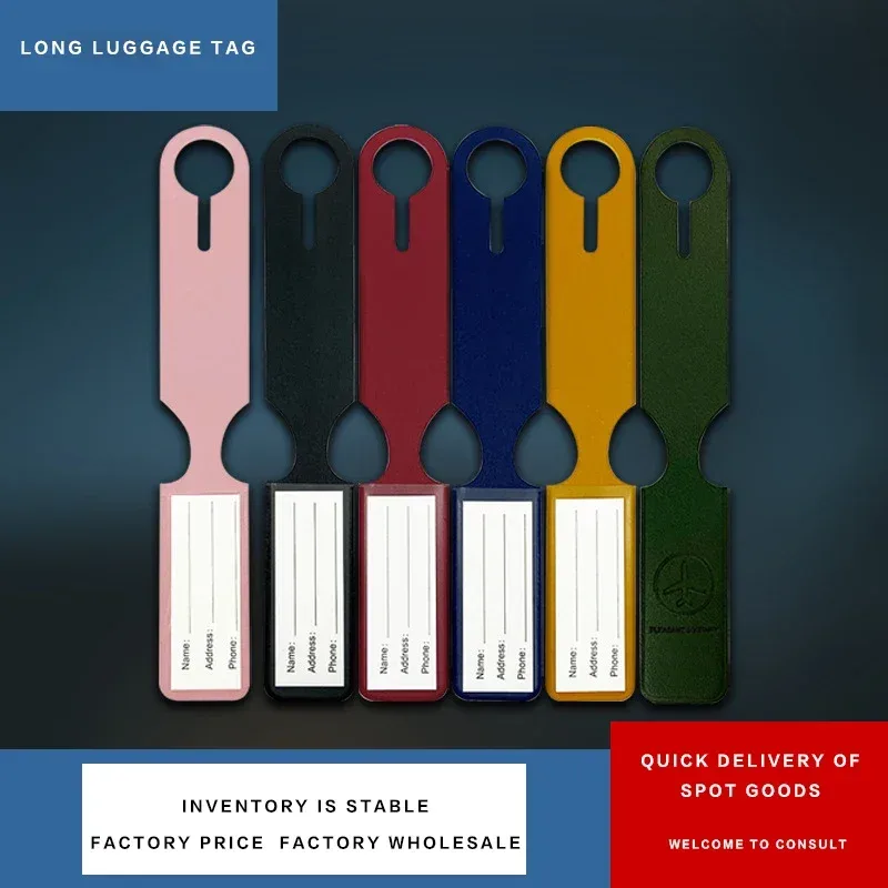 étiquette de bagage en pu durable à longue sangle pour les voyages aériens – identification rapide des bagages, fente pour carte d'identité inscriptible et conception résistante aux déchirures