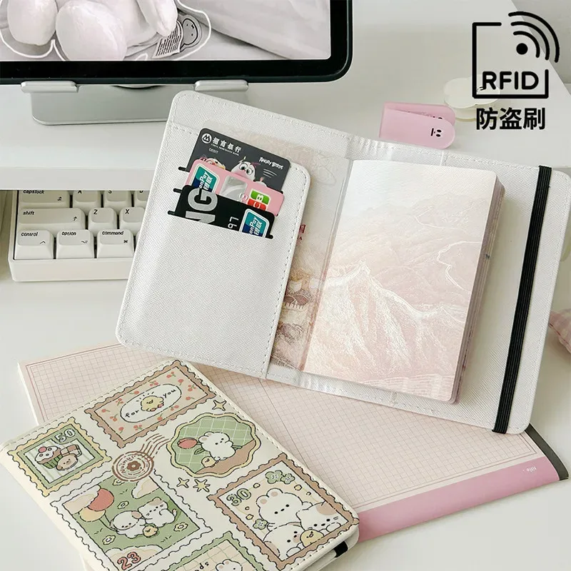 porte-passeport en forme de lapin de dessin animé en cuir pu, porte-cartes multifonction, étanche, couverture légère, voyage en plein air