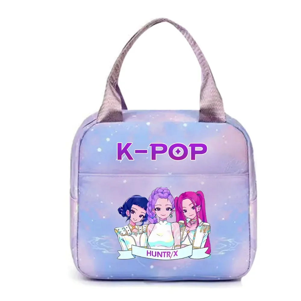 kpop demon hunters office workers avec sac à déjeuner portable isolé de grande capacité, sac à bandoulière à double usage
