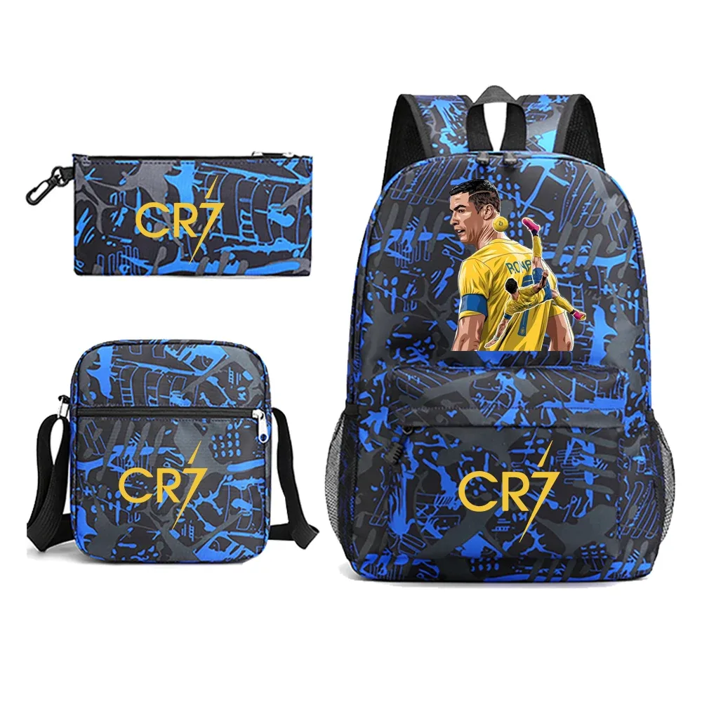 sac à dos ronaldo cr7 pour garçons et hommes, sac à dos initié à l'école, sac à crayons 3 pièces pour cadeau gérgift