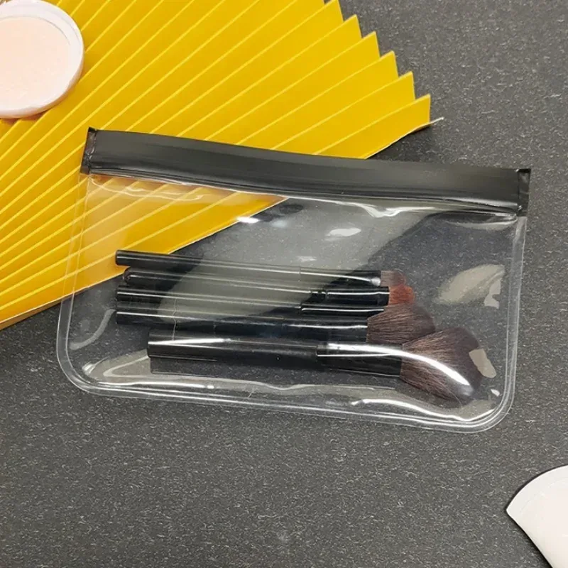 Sac de maquillage Transparent à fermeture éclair, sac de rangement étanche pour produits de toilette et cosmétiques, étui Transparent en PVC pour salle de bain et cosmétiques