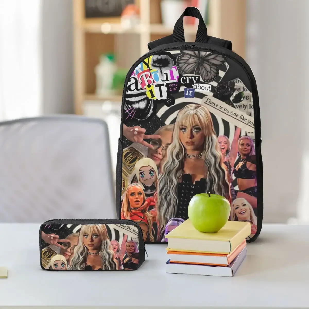 liv morgan sac à dos étudiant garçons filles bookbag sac d'école ordinateur portable sacs à bandoulière 3ps sac à déjeuner isolé trousse à crayons