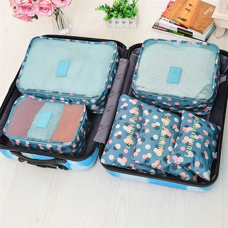 lot de 6 sacs de rangement de voyage pour vêtements, organisateur de garde-robe, pochette de valise, sac de rangement de voyage, étui pour chaussures, sac de rangement pour vêtements