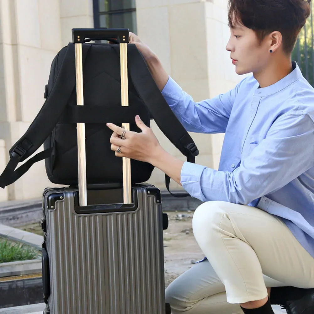 sac à dos portable décontracté pour hommes, grande capacité, fermeture éclair, verrouillage sécurisé par mot de passe, étanche avec port de chargement usb, pochette d'ordinateur