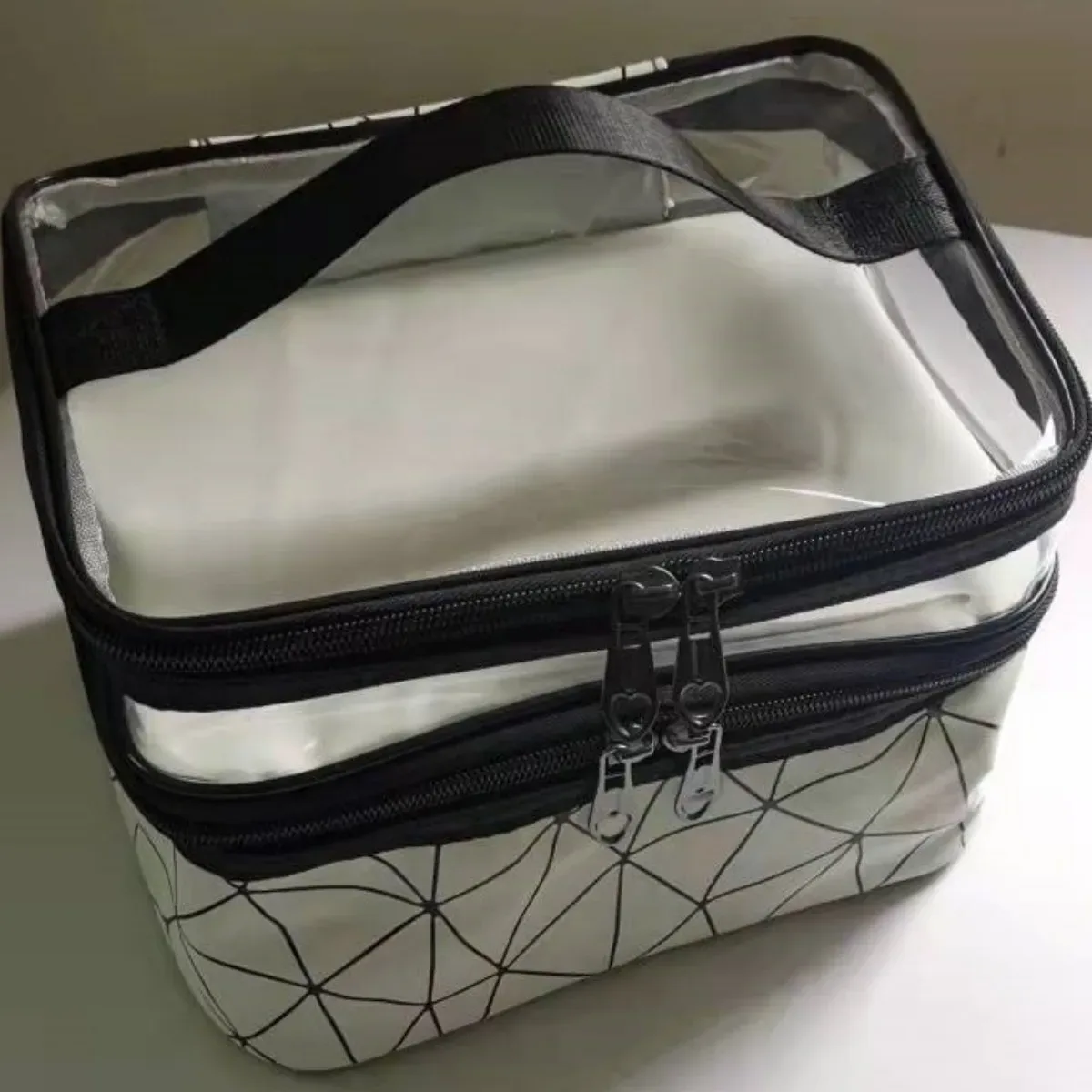 double trousse de maquillage portable de grande capacité, version coréenne, sac de toilette multifonctionnel de voyage ringer, sac de rangement portable