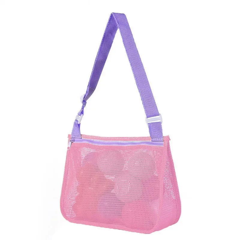 sac de rangement en filet à cordon pour enfants, sac de plage portable en filet, sac organisateur de plage à bandoulière en maille pour enfants