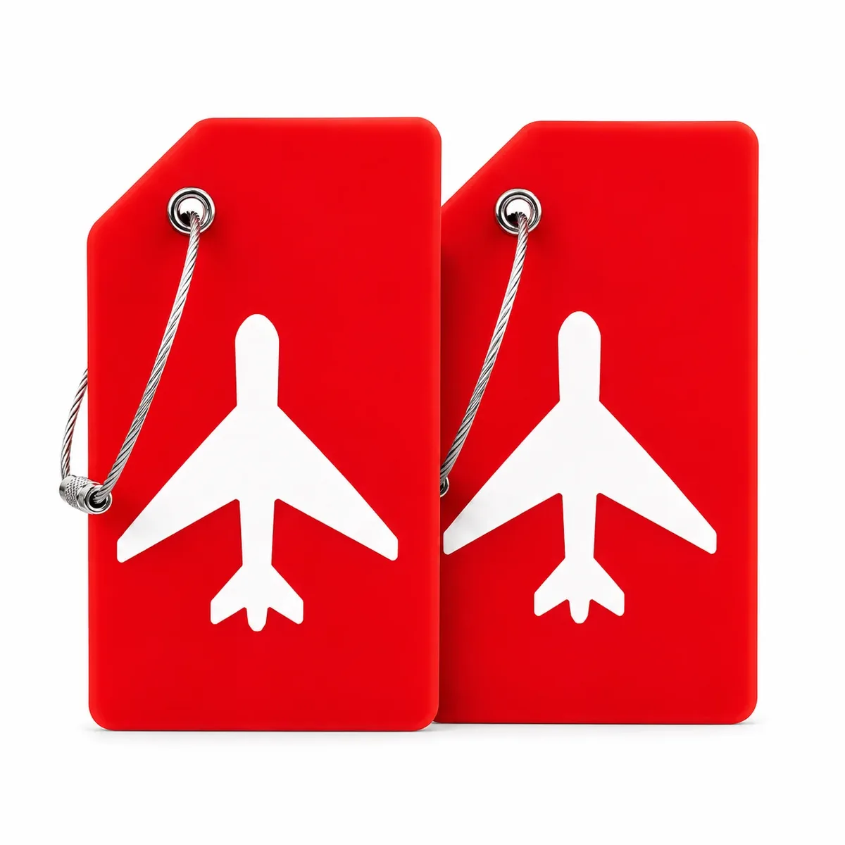 2/5 étiquettes de bagage en silicone, motif avion, identificateur de valise, couleurs vives avec boucle en fil d'acier, porte-nom, usage quotidien