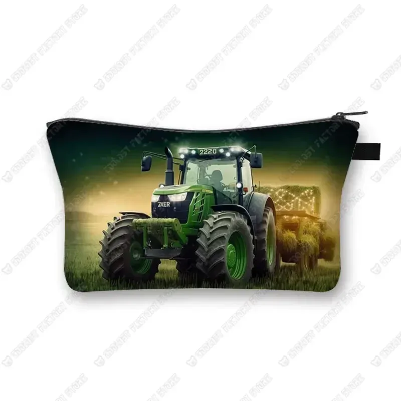 trousse de maquillage de ferme pour femme, jeu avec le tracteur, boîte de maquillage, stockage de poudres, portefeuille pour femme, étui cosmétique, récolte