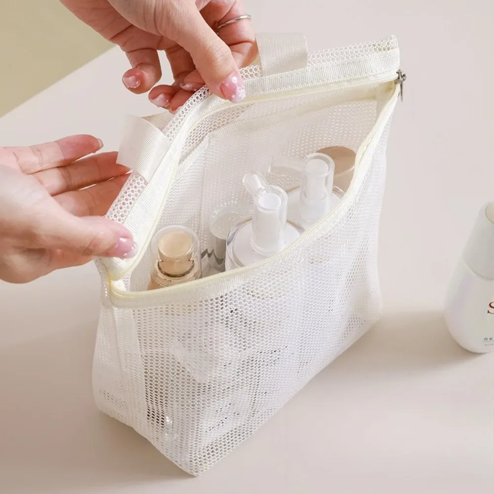 sac de douche en maille portable, trousse de toilette à séchage rapide, organisateur de bain avec fermeture éclair pour la salle de sport, le dortoir, les voyages, la plage, et trousse de maquillage cosmétique