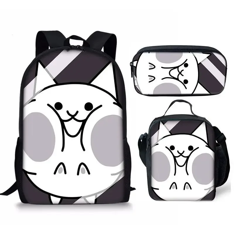 the battle cats – ensemble de trois pièces, sac à dos pour étudiant, sac à stylos, sac de repas, ensemble de trois pièces