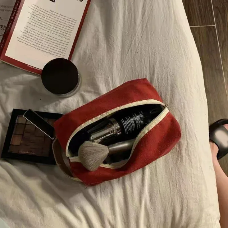 sacs de rangement de cosmétiques de style coréen pour femmes, 1 pièce, pour maquillage, voyage, étui de maquillage en toile, petit grand fourre-tout, kit de maquillage