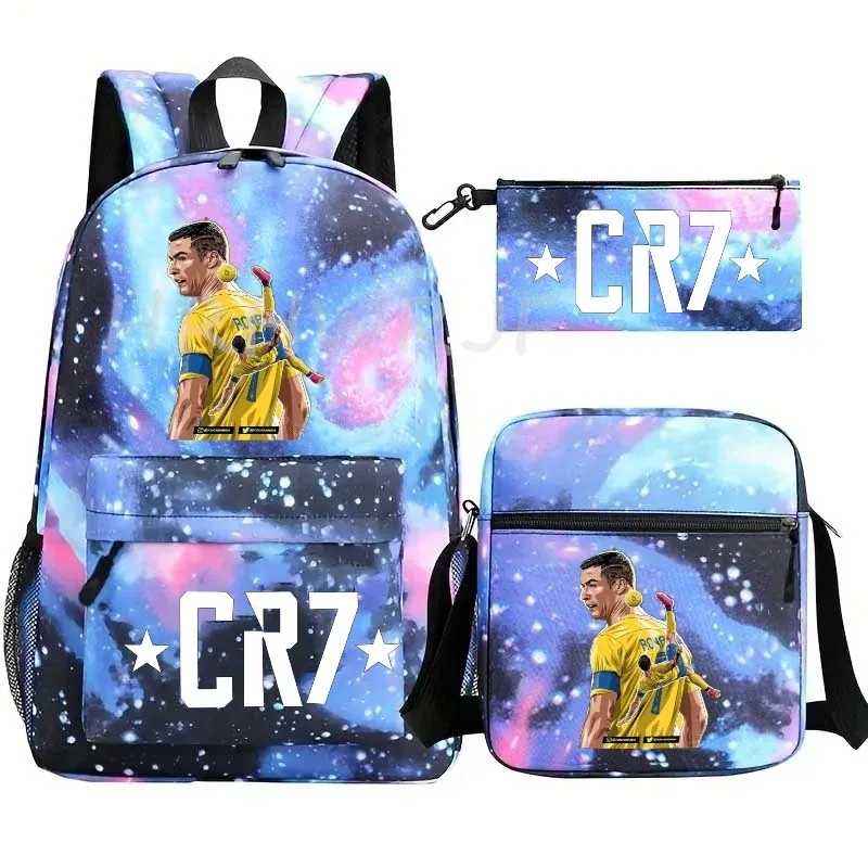 ensemble de sacs à dos imprimés sports cr7 pour adolescents, sacs d'école décontractés adaptés aux garçons et aux filles, mochilas de voyage légères