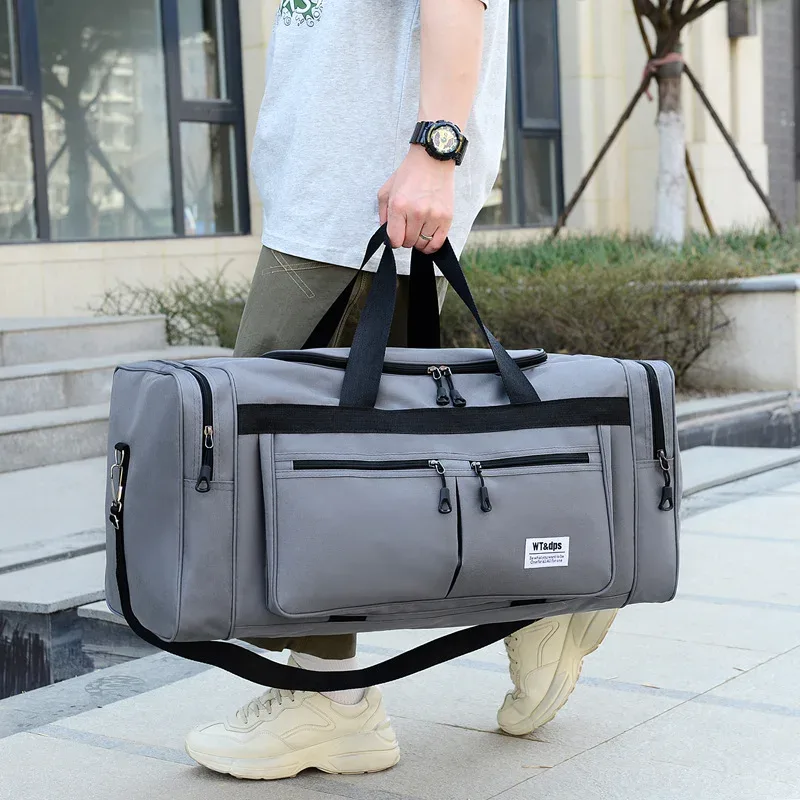 sac de voyage portable grande capacité, sac à main étanche en nylon, sac à bandoulière décontracté pour l'extérieur, logo personnalisé avec nom imprimé