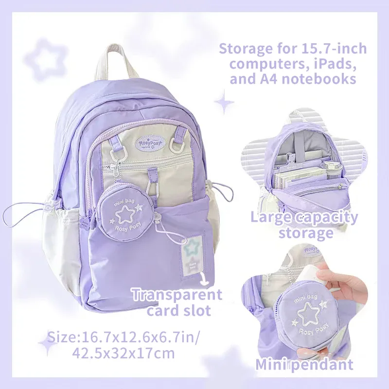 sac à dos de style crème pour étudiants, au design simple et mignon, grande capacité, léger et confortable
