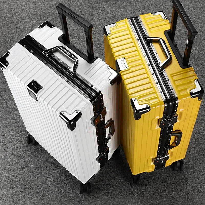 valise à roulettes 20 26 30 pouces avec cadre en aluminium, roues silencieuses, unisexe, grande capacité, valise à roulettes avec serrure à code