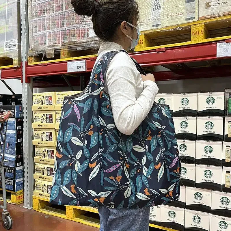 sac à cordon de couleur unie de grande capacité, sac de courses pour supermarché, sac fourre-tout pliable et portable, sac à bandoulière