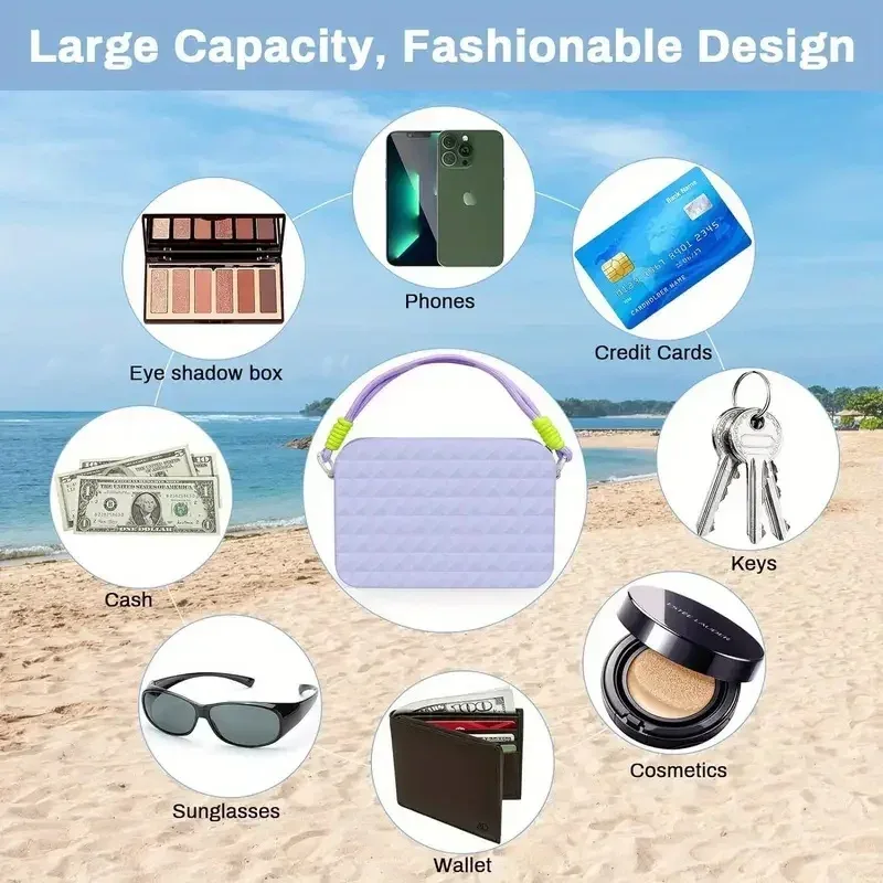 support de téléphone en silicone, sac d'insertion durable et résistant à l'eau, protection de téléphone portable de voyage d'été, sacs de plage, organisateur d'accessoires
