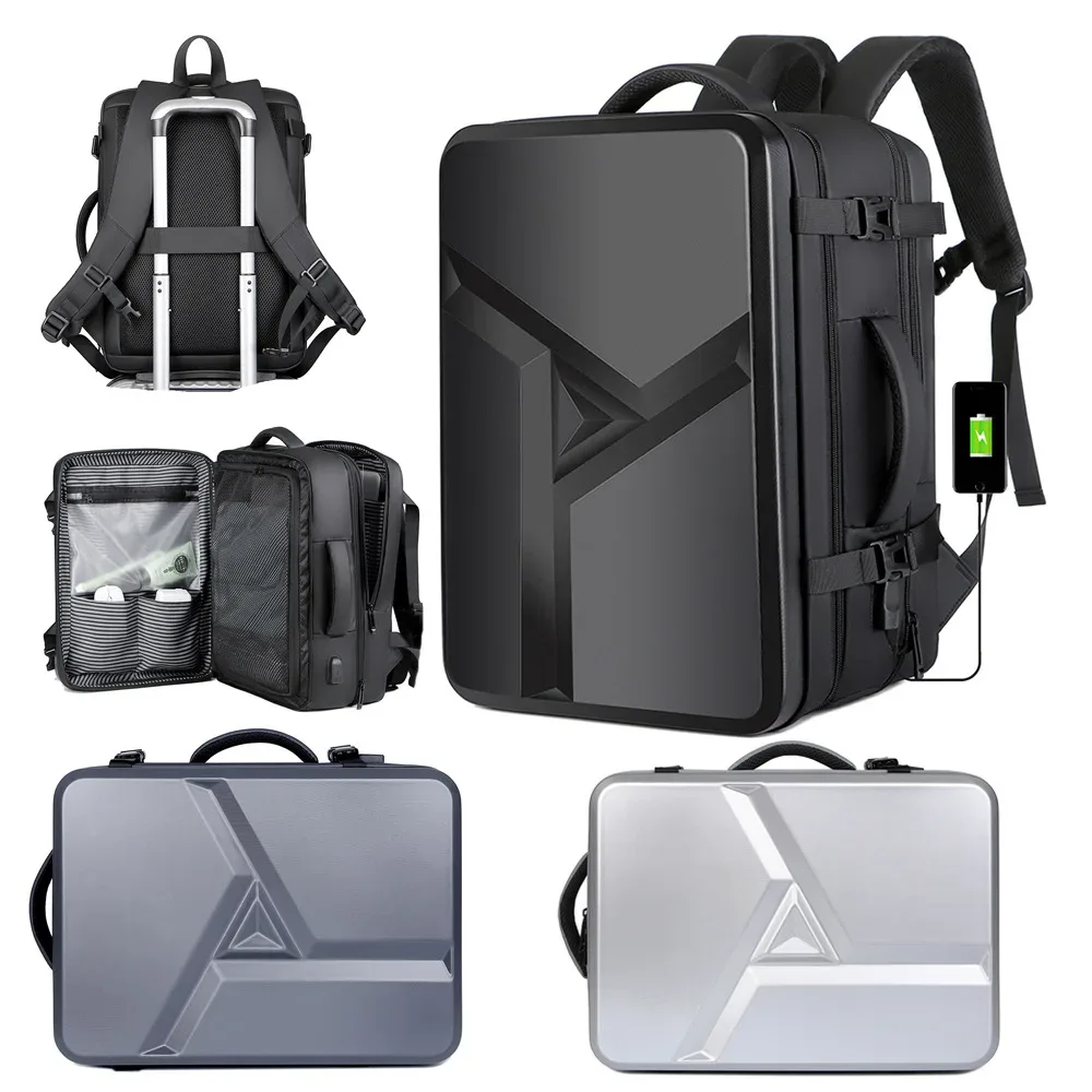 sac à dos à coque rigide de grande capacité pour hommes, sac d'extension d'affaires usb, sac d'ordinateur 17 pouces, sac à dos de voyage abs, nouvelle valise