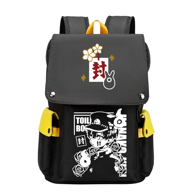 hanako-kun – grand sac à dos de voyage pour garçons et adolescents, cartable d'école animé avec chargeur usb, oxford, pour ordinateur portable