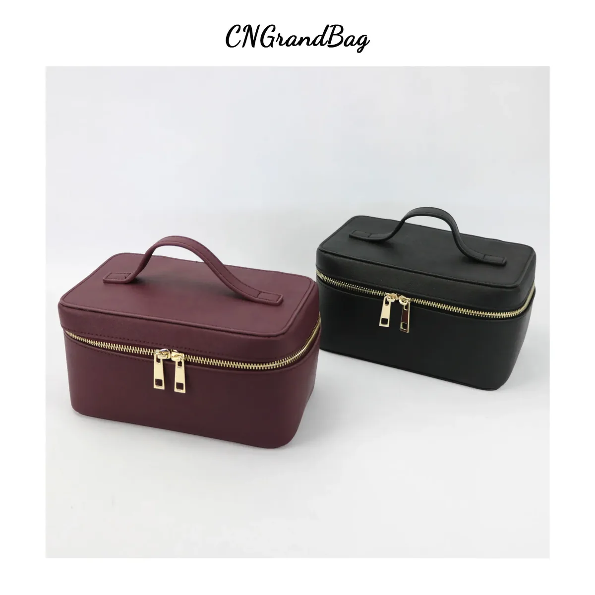 saffiano – trousse de toilette de voyage en croûte de cuir pour femmes, sac portable suspendu, boîte de rangement de maquillage, kit dopp, sac à cosmétiques pour femmes