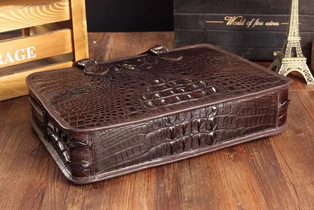 sac d'affaires de luxe en cuir de crocodile véritable pour hommes, porte-documents pour jeunes ordinateurs portables marron noir, livraison gratuite
