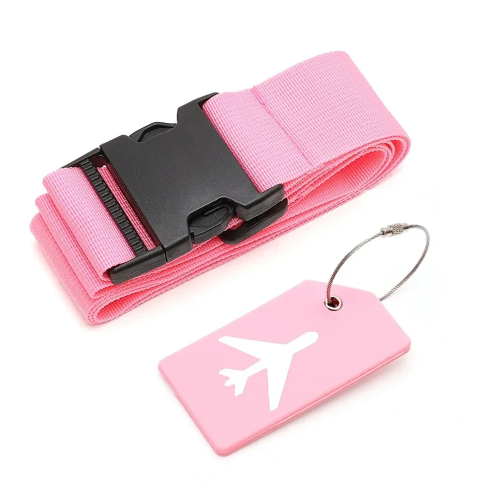 ensemble de sangles de bagages avec étiquette de bagage, plusieurs couleurs de sangles de bagage adaptées à différents types de bagages adaptées aux voyages