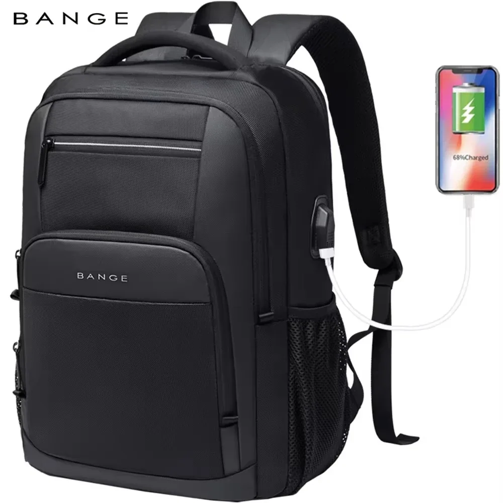 BANGE léger 15.6 pouces sac à dos pour ordinateur portable étanche USB Port de Charge multifonctionnel voyage randonnée sac d'école Mochila pour hommes