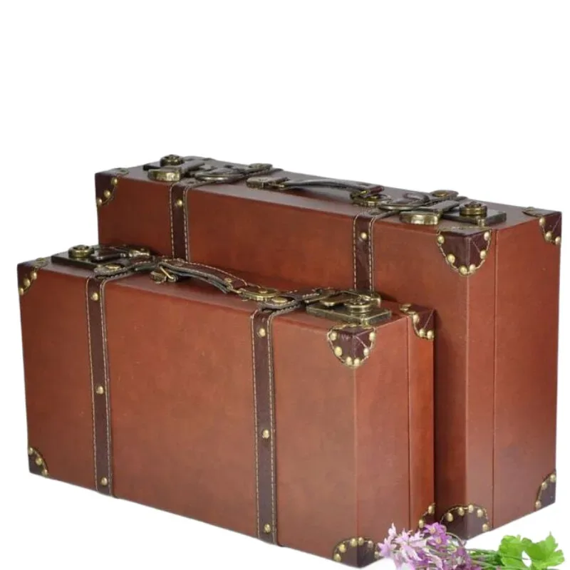 valise de boîte de rangement européenne vintage-vitrine de maison en bois, accessoire de photographie, organisateur de décor antique