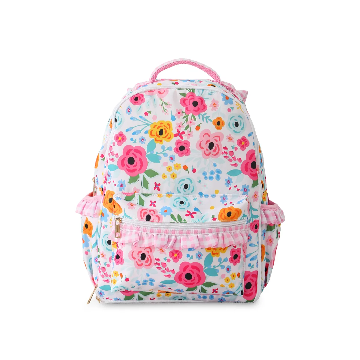 sac à dos à volants vichy pour filles, avec manches porte-crayons, multi-poches, grande capacité pour adolescents, sac à dos de voyage pour la rentrée scolaire