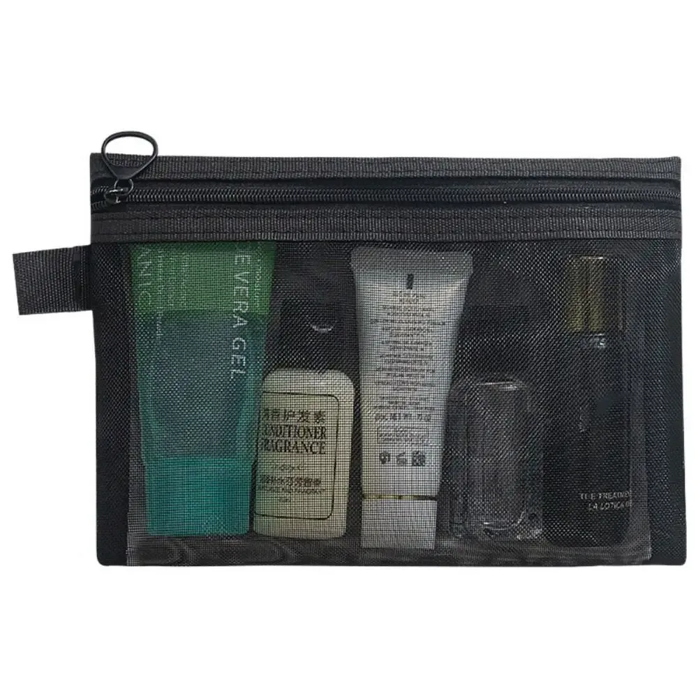 sac à cosmétiques en maille de grande capacité, sac carré, étuis à crayons, trousse de maquillage, étui de rangement, pochette de lavage, trousse de toilette d'extérieur