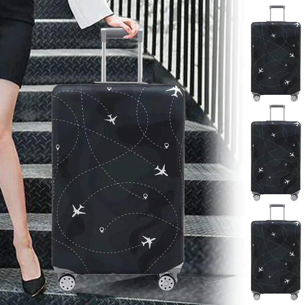 housse de protection pour bagages en tissu extensible, housse anti-poussière, anti-rayures, adaptée aux valises de 18 à 32 pouces, accessoires de voyage avec lettres blanches