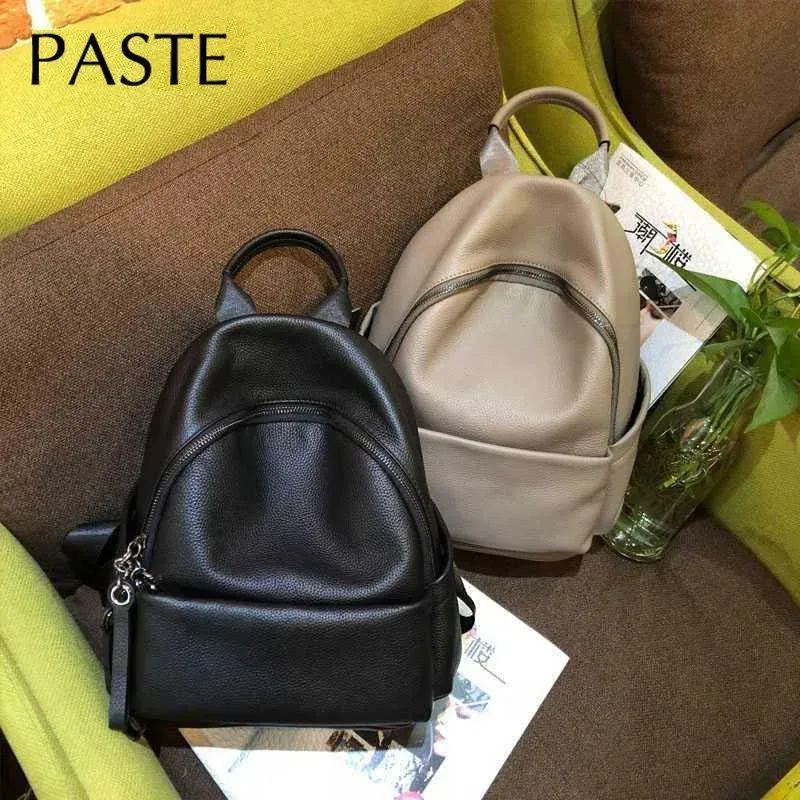 grand sac à dos en cuir de vache souple pour femme, noir, gris, haute qualité, loisirs, affaires, voyage, nouvelle collection
