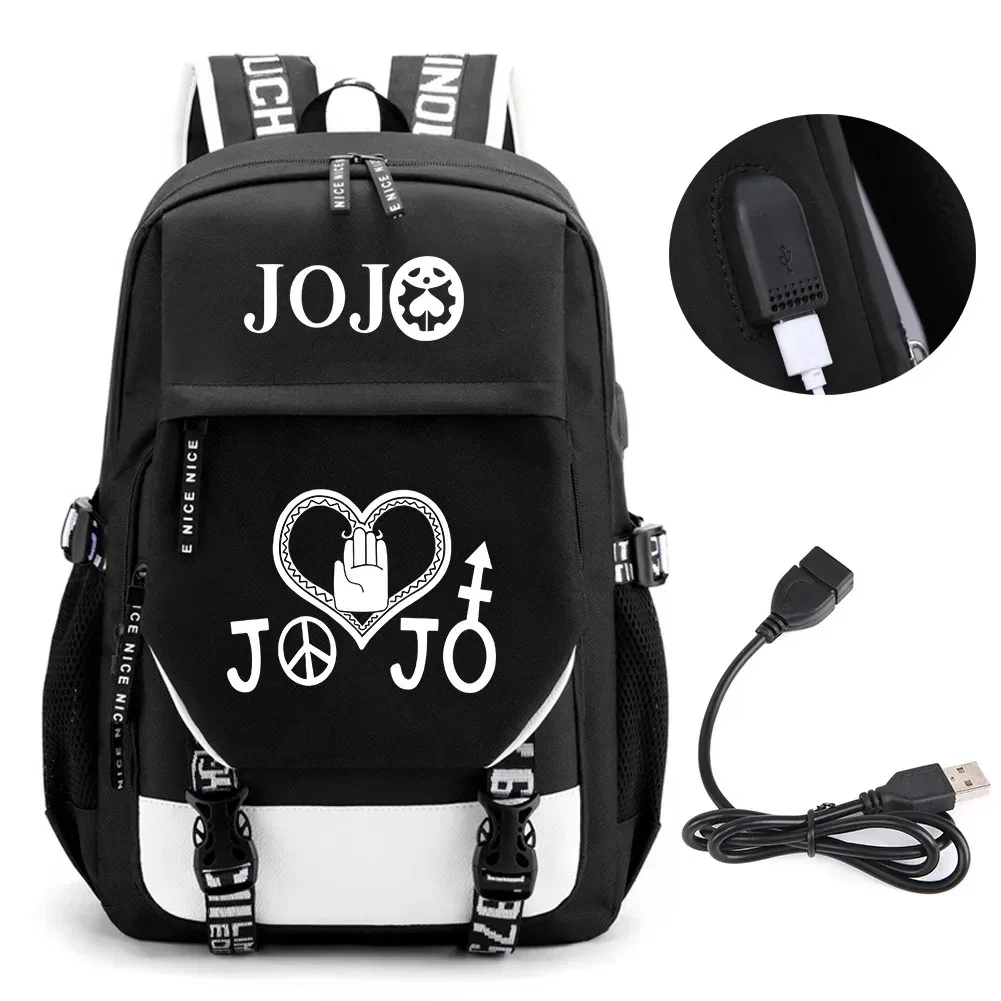 sac à dos de voyage pour ordinateur portable garçon et fille, chaîne anime jo jonathan joes killer golden experience, sacs à livres scolaires mochila, port usb