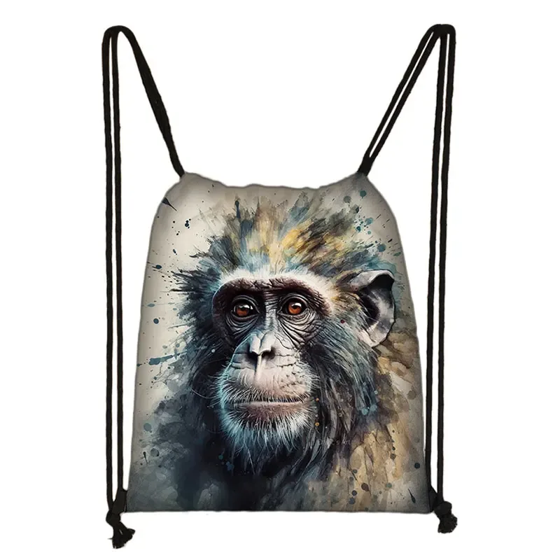 sac à dos imprimé animal théâtre l loup éléphant cheval, sacs à cordon de proximité pour femmes, sac de rangement mode pour adolescentes, sacs à livres kawaii pour filles, cadeau