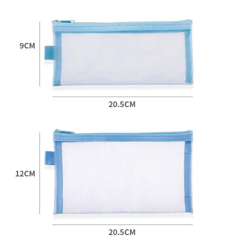 sac cosmétique de voyage en filet transparent, porte-cosmétiques, sac de rangement, étui à crayons à fermeture éclair, poudres de maquillage en nylon portable