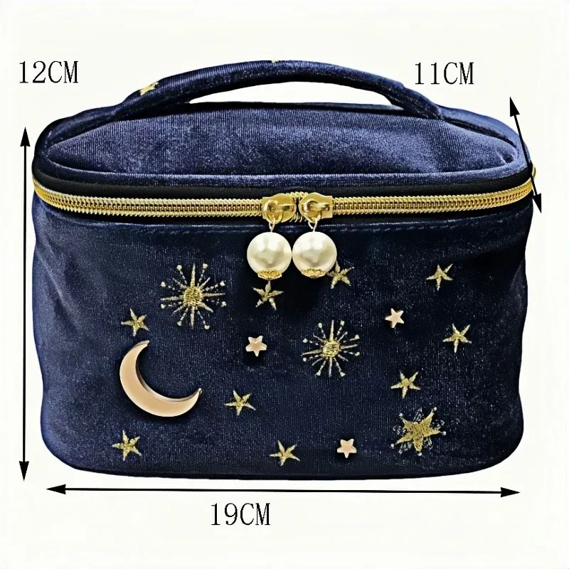 trousse de maquillage grande capacité broderie exquise étoile lune matériel décoration compartiment intérieur multi-poches maison voyage essentiel