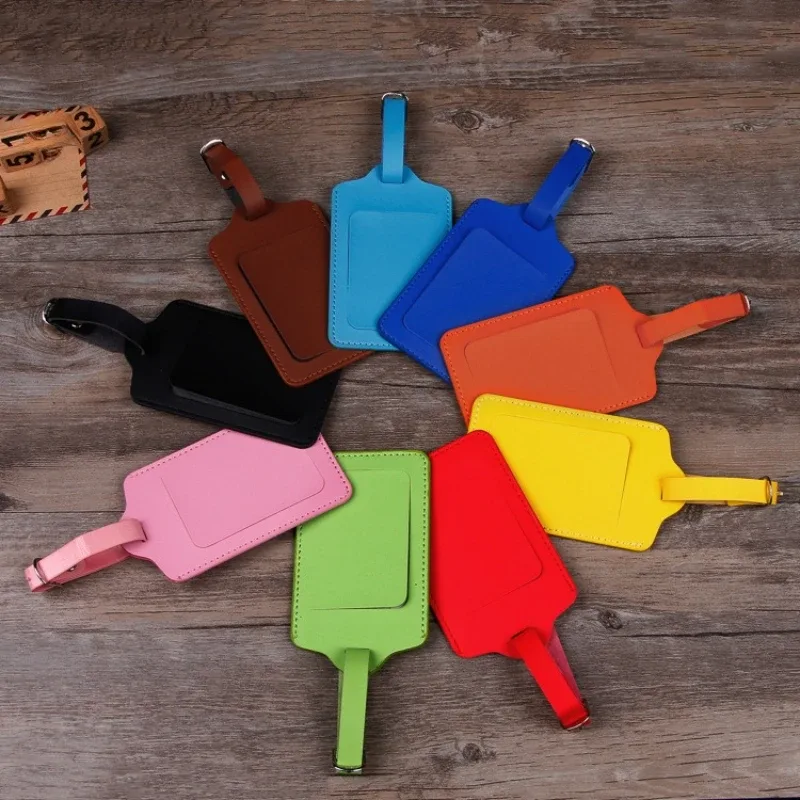 étiquette de bagage en cuir pu pour femmes et hommes, accessoires de voyage, porte-nom et adresse pour valise, étiquette d'embarquement portable