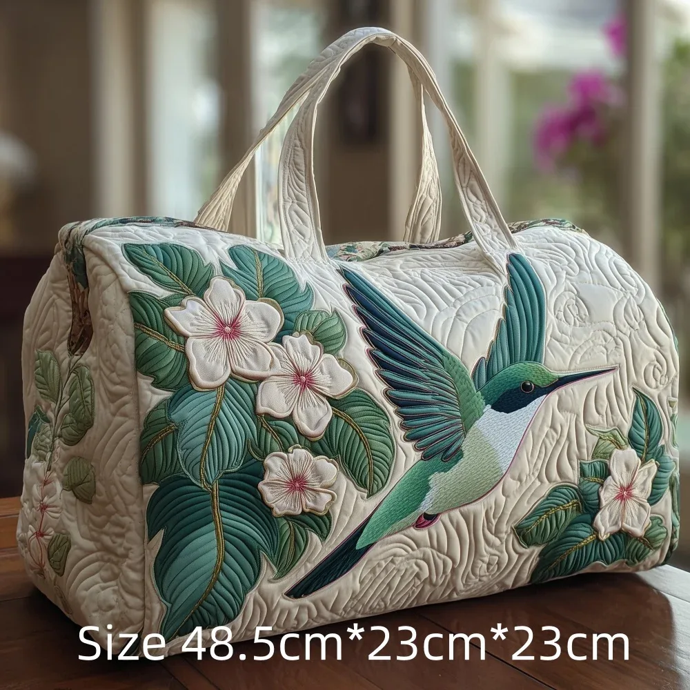 sac de voyage matelassé 3d vintage tendance, imprimé floral oiseau cardinal, sac de week-end, de sport ou de plage durable, sac fourre-tout pour femme