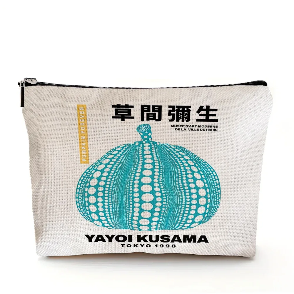 yayoi kusama pochette de maquillage japonais pop art à pois art design floral étui à cosmétiques mode dame beauté sac de rangement à la mode