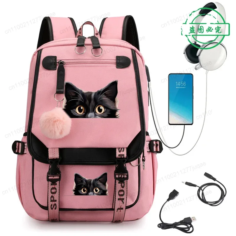 sac à dos kawaii chat de dessin animé tendance anime pour adolescentes et adolescents, sac d'école, sac de voyage pour ordinateur portable