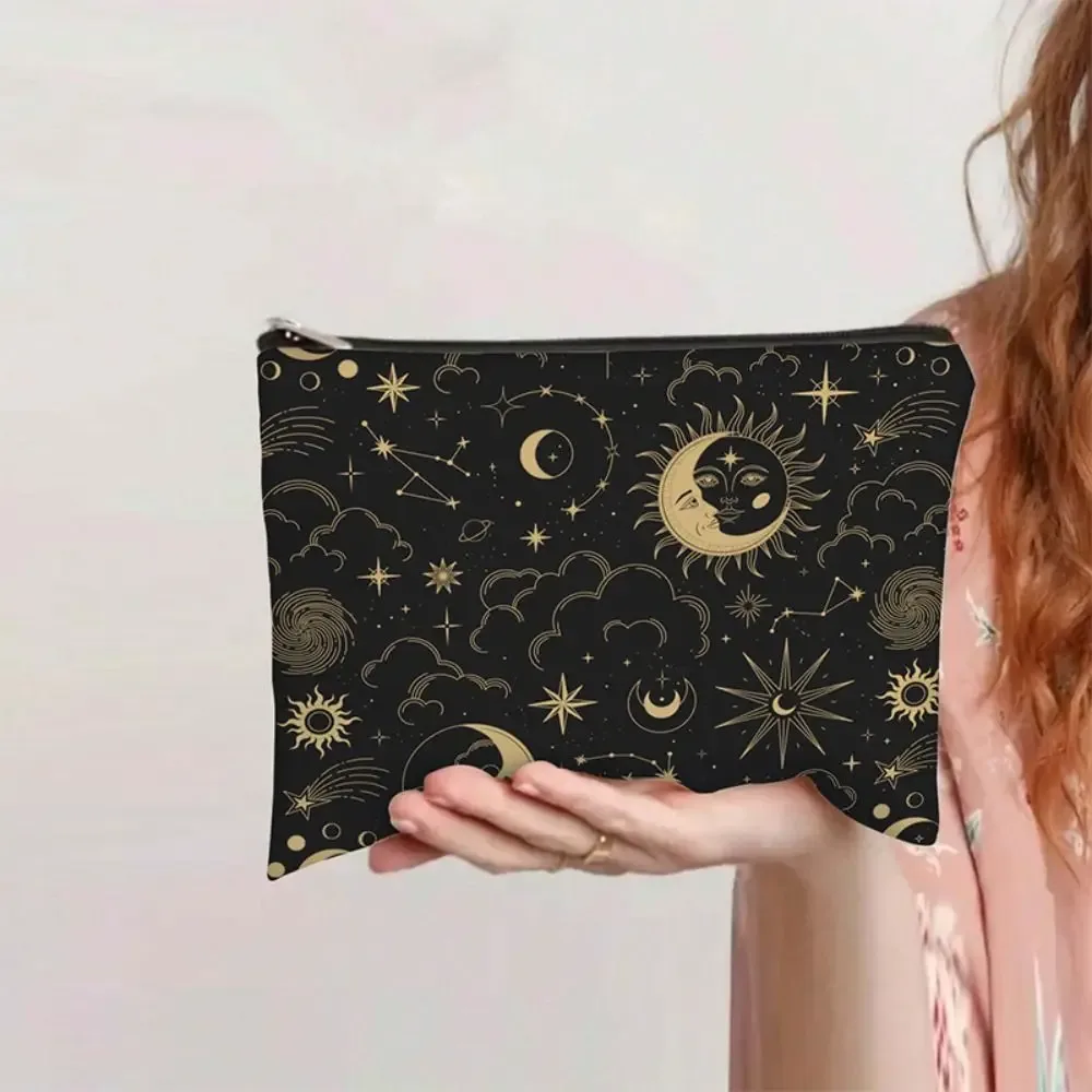 nouveau sac de maquillage design chat et lune, sac de rangement portable et durable, sac de forêt tendance, cadeau