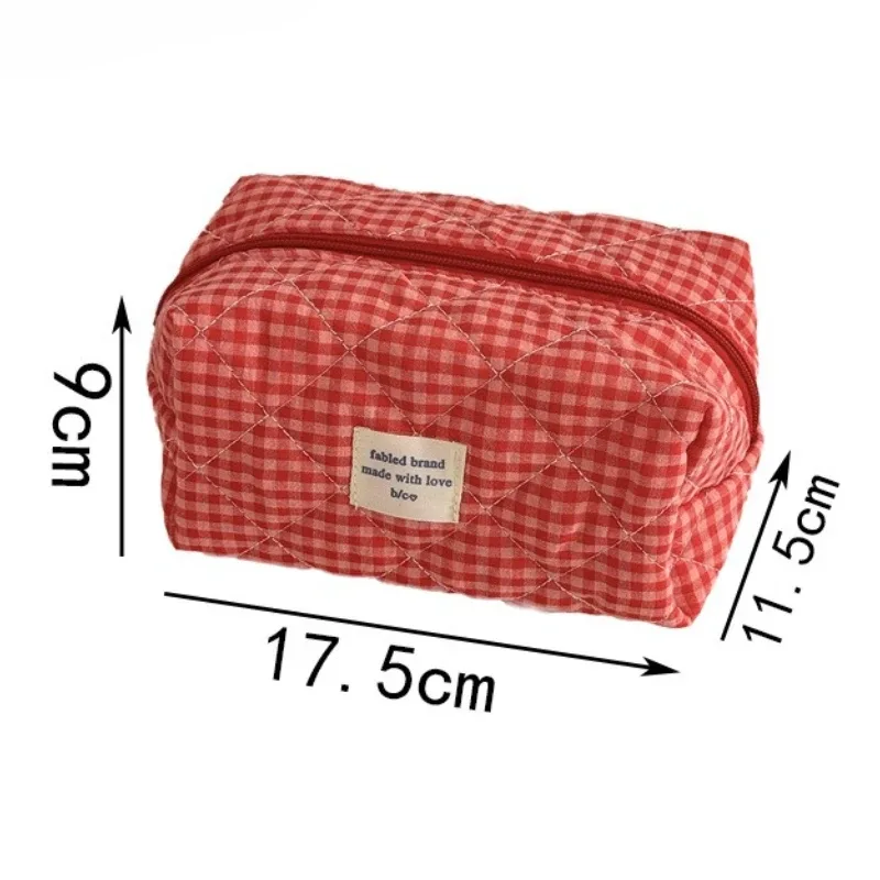 trousse de maquillage mignonne pour femmes, sac cosmétique portable de voyage, petite trousse de toilette à fermeture éclair à motif écossais, pochette de lavage, sacs de rangement