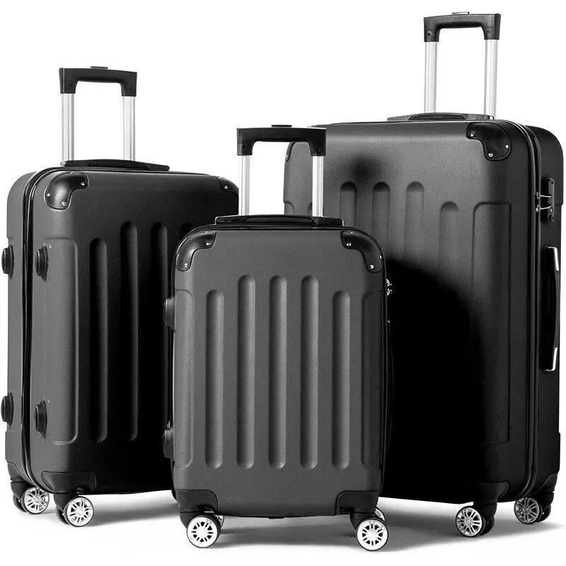 ensemble de bagages 3 pièces, valises légères de voyage avec roulettes, serrure tsa et coin rigide, ensembles de bagages de voyage familial