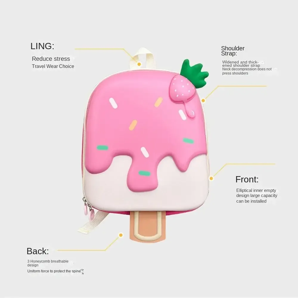 sac à dos mignon de haute qualité en forme de crème glacée, grande capacité, sac à dessert léger et portable pour enfants