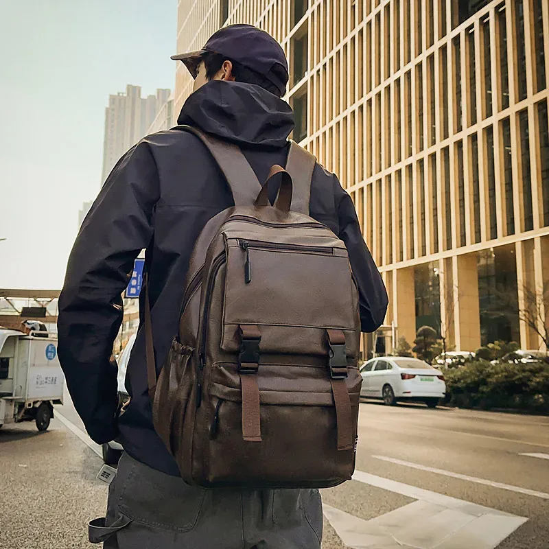 Sac à dos de mode 2026 pour hommes, sac à dos de luxe en cuir pour hommes, grande capacité, imperméable, pour voyage, décontracté, sacoche d'ordinateur portable professionnelle
