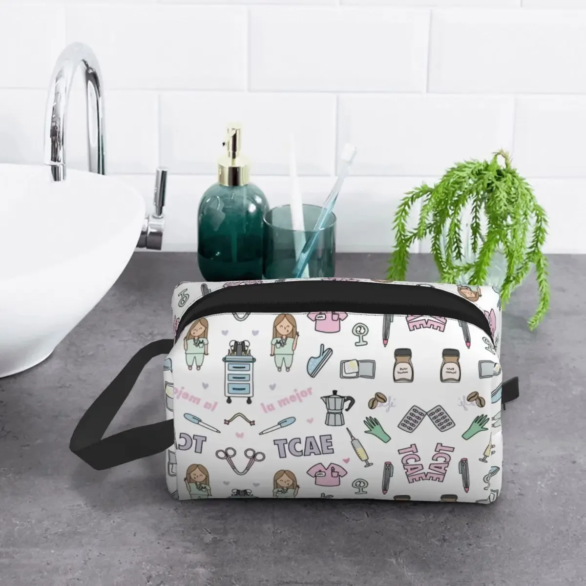 grands sacs à cosmétiques pour médecin et infirmière, trousse de maquillage, accessoires pour femmes, pochette de maquillage pour bourse résistante à l'eau